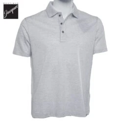 Paul&Shark Ice Gray Shark Tag Piqué Cotton Polo With Linen Trims - Paul & Shark