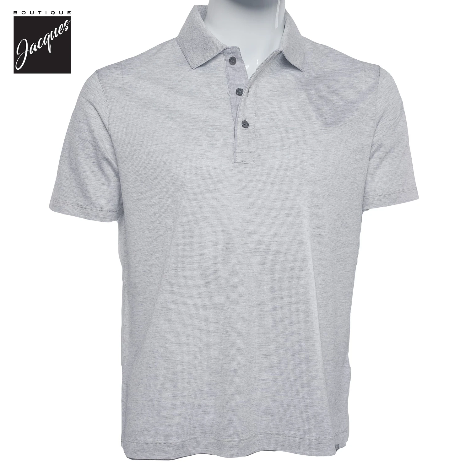 Paul&Shark Ice Gray Shark Tag Piqué Cotton Polo With Linen Trims - Paul & Shark 3 Paul&Shark Ice Gray Shark Tag Piqué Cotton Polo With Linen Trims - Paul & Shark