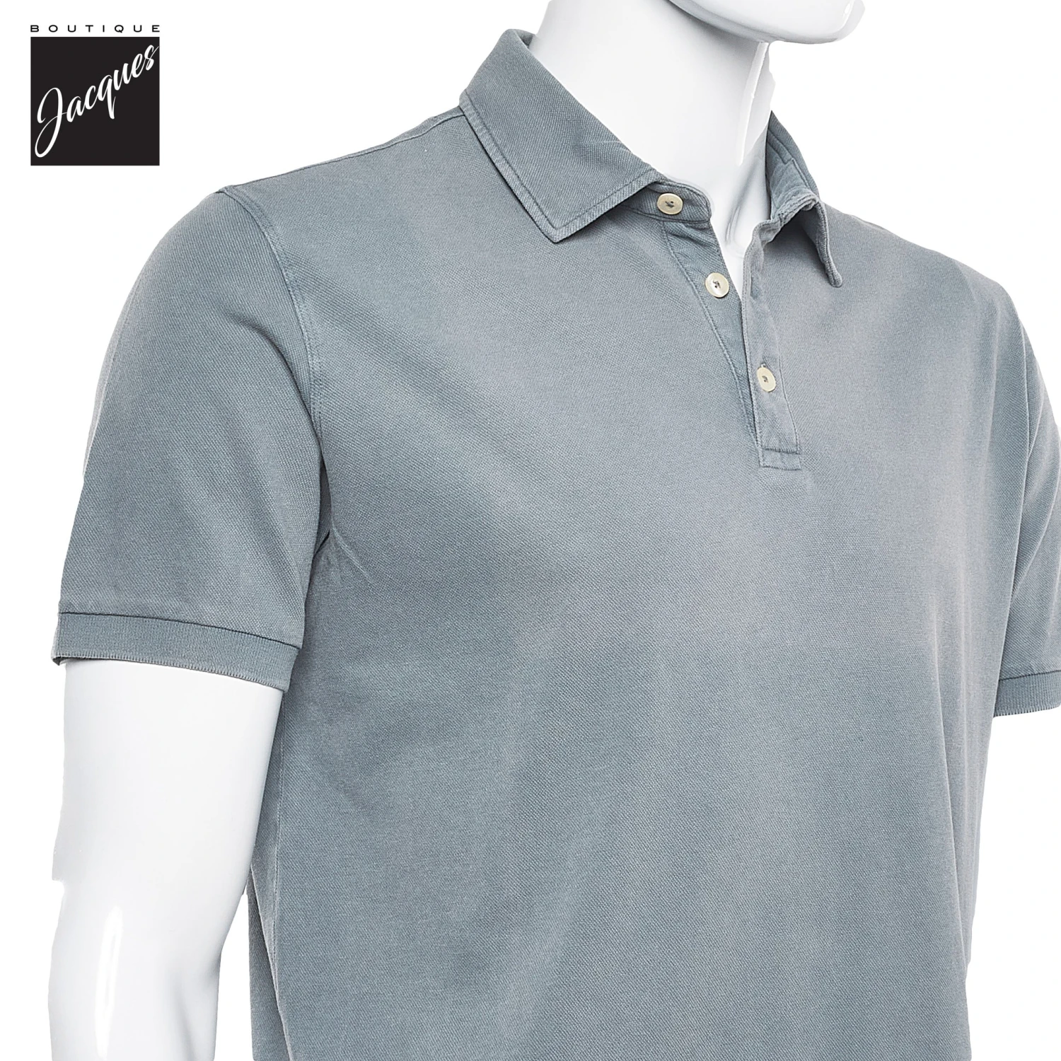 Mid Gray Fine Piqué Stretch Short Sleeve Polo - Phil Petter 5 Mid Gray Fine Piqué Stretch Short Sleeve Polo - Phil Petter - Image 3