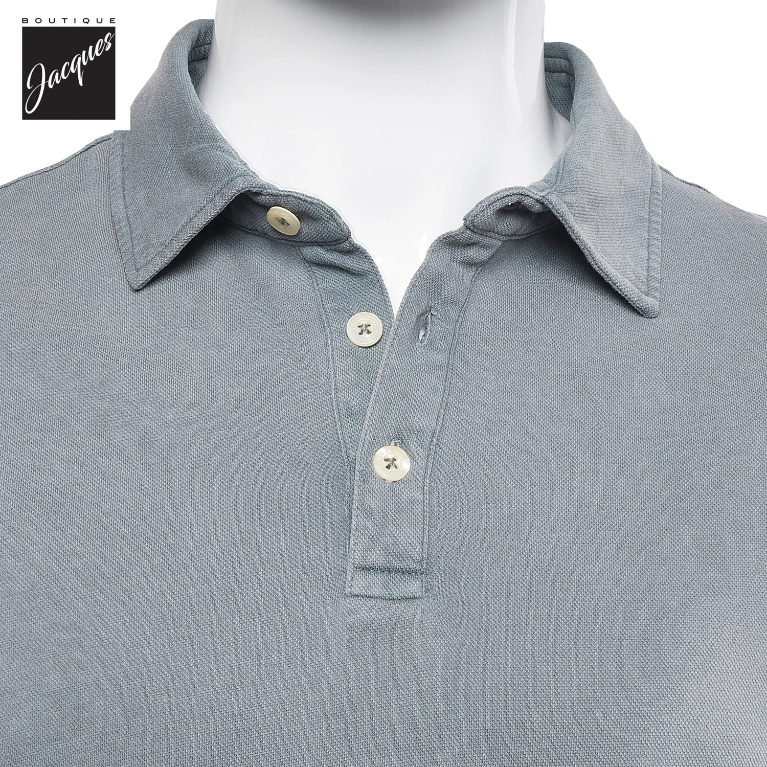 Mid Gray Fine Piqué Stretch Short Sleeve Polo - Phil Petter 6 Mid Gray Fine Piqué Stretch Short Sleeve Polo - Phil Petter - Image 4