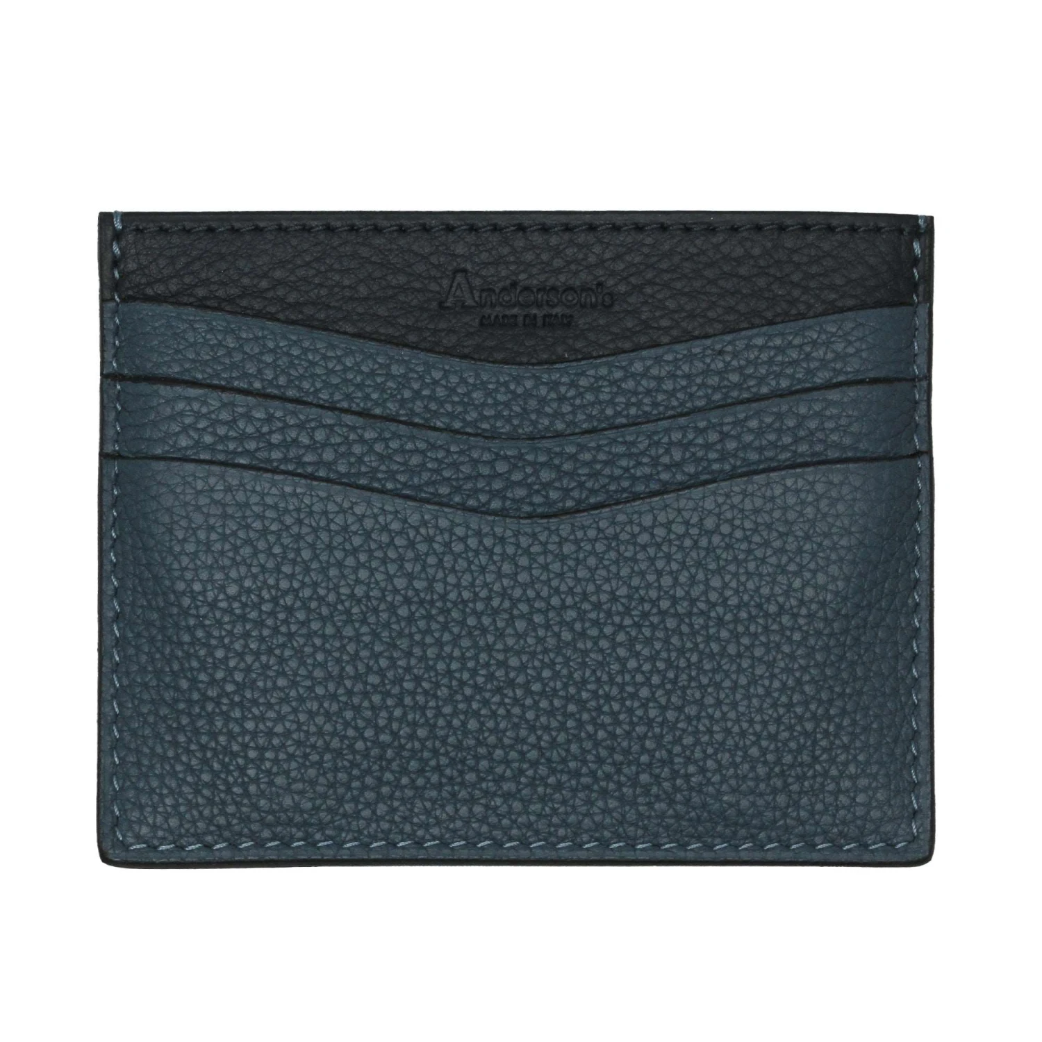 Blue Contrast Full-Grain Calf Leather Cardholder - Anderson's 3 Blue Contrast Full-Grain Calf Leather Cardholder - Anderson's