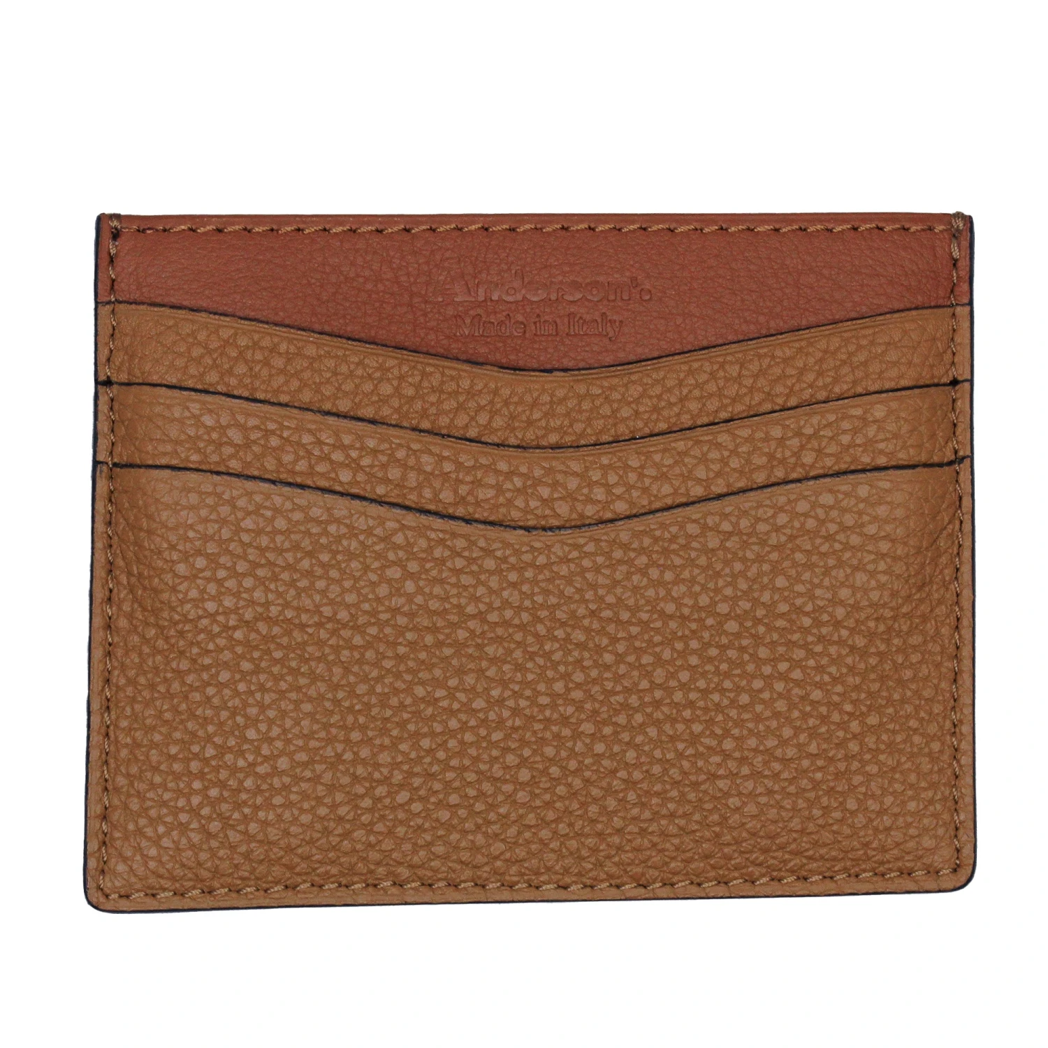 Brown Contrast Full-Grain Calf Leather Cardholder - Anderson's 3 Brown Contrast Full-Grain Calf Leather Cardholder - Anderson's
