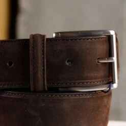 Chocolate Brown Nubuck Soft Suede Leather Belt - Anderson's 6 Chocolate Brown Nubuck Soft Suede Leather Belt - Anderson's -ETON Store PL146M9 1