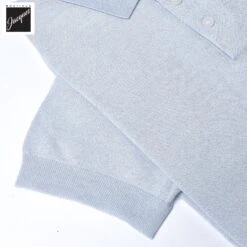 Ocean Blue Cupro-Merino Knit Polo Shirt - Patrick Assaraf 19 Ocean Blue Cupro-Merino Knit Polo Shirt - Patrick Assaraf -ETON Store PYAP154P15Z420 3