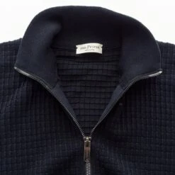 Navy Waffle Cotton Full-Zip 3D Knit Sweater - Phil Petter 11 Navy Waffle Cotton Full-Zip 3D Knit Sweater - Phil Petter -ETON Store Phil Petter 2125113 waffel zipperjacke 99