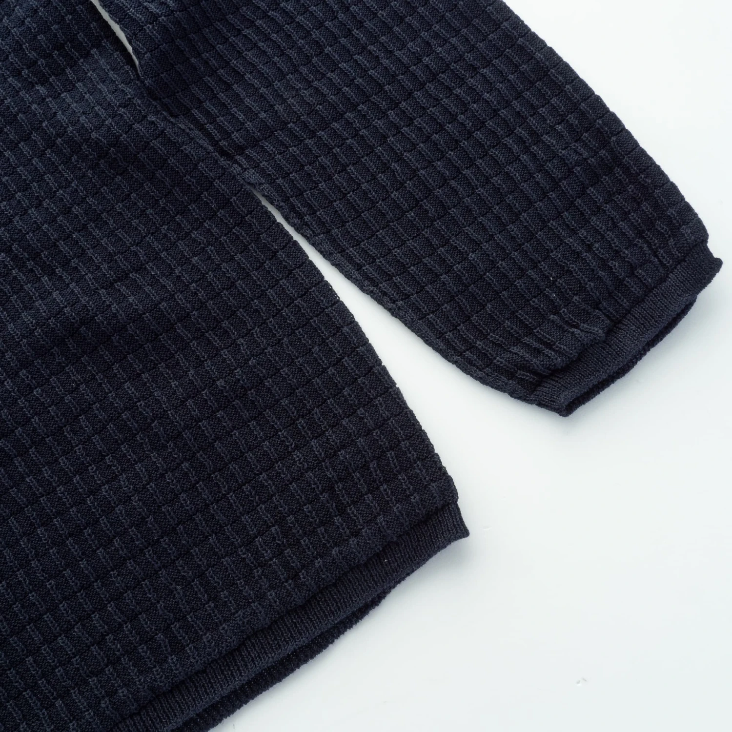 Navy Waffle Cotton Full-Zip 3D Knit Sweater - Phil Petter 5 Navy Waffle Cotton Full-Zip 3D Knit Sweater - Phil Petter - Image 3