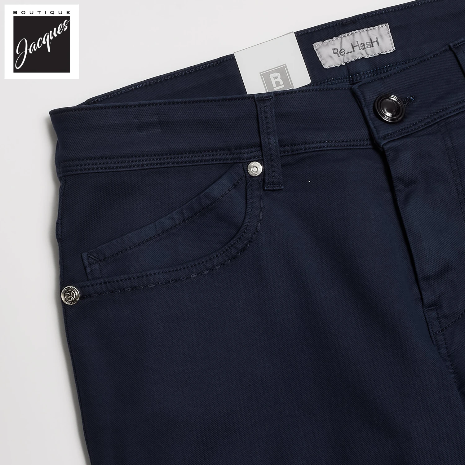 Navy Blue Cotton-Lyocell Twill 5-Pocket Pants - Re-Hash 5 Navy Blue Cotton-Lyocell Twill 5-Pocket Pants - Re-Hash - Image 3