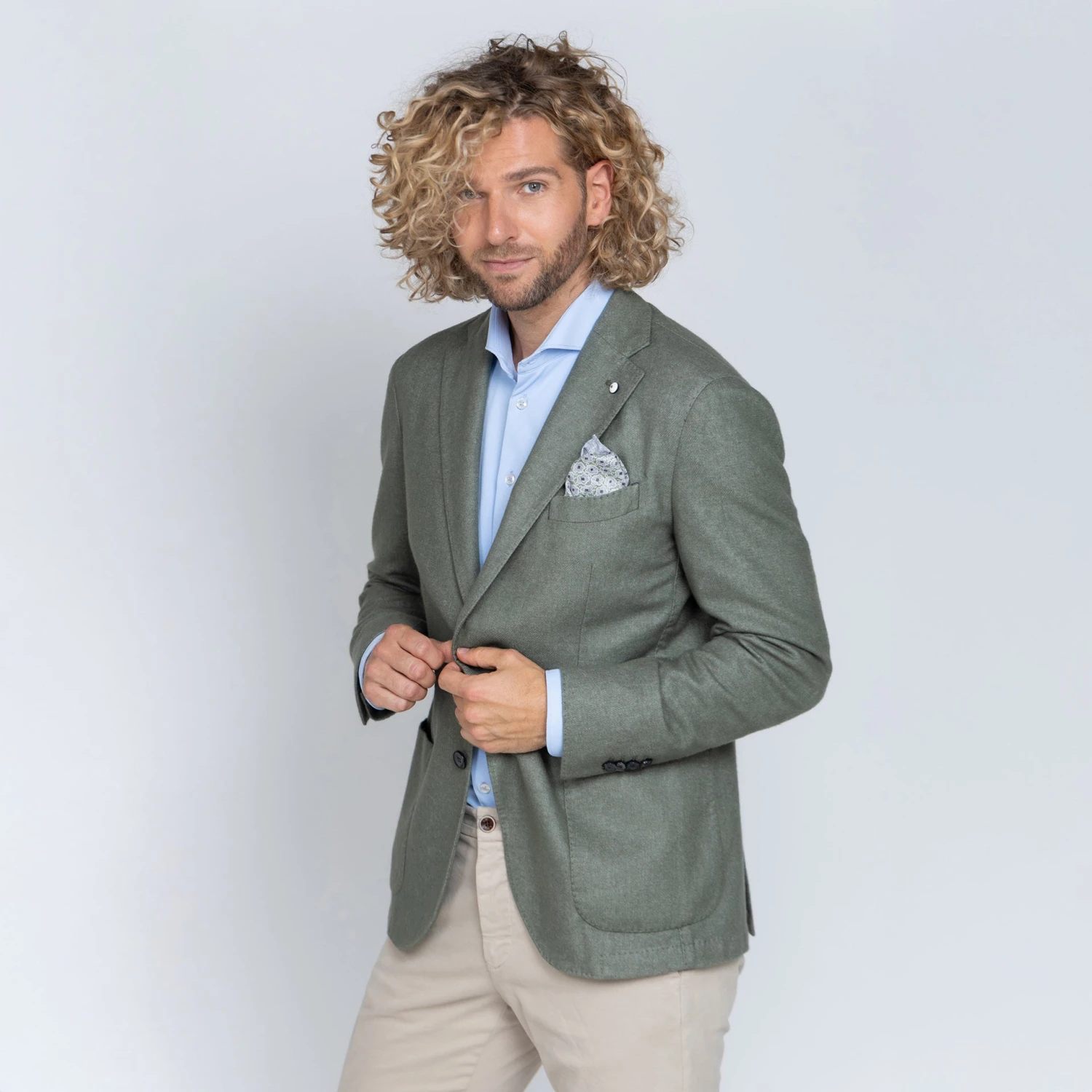 Green Wool-Cashmere Unconstructed Contemporary Fit Sport Jacket - L.B.M. 1911 3 Green Wool-Cashmere Unconstructed Contemporary Fit Sport Jacket - L.B.M. 1911