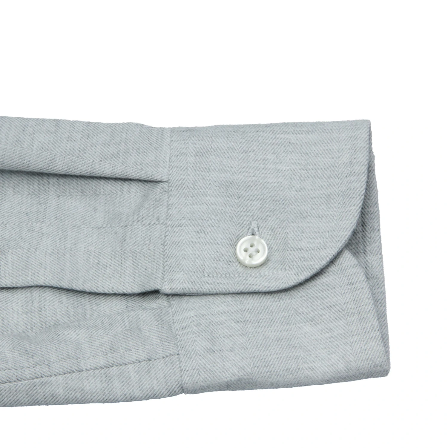 Light Grey Herringbone Cotton Flannel Shirt - SONRISA 5 Light Grey Herringbone Cotton Flannel Shirt - SONRISA - Image 3