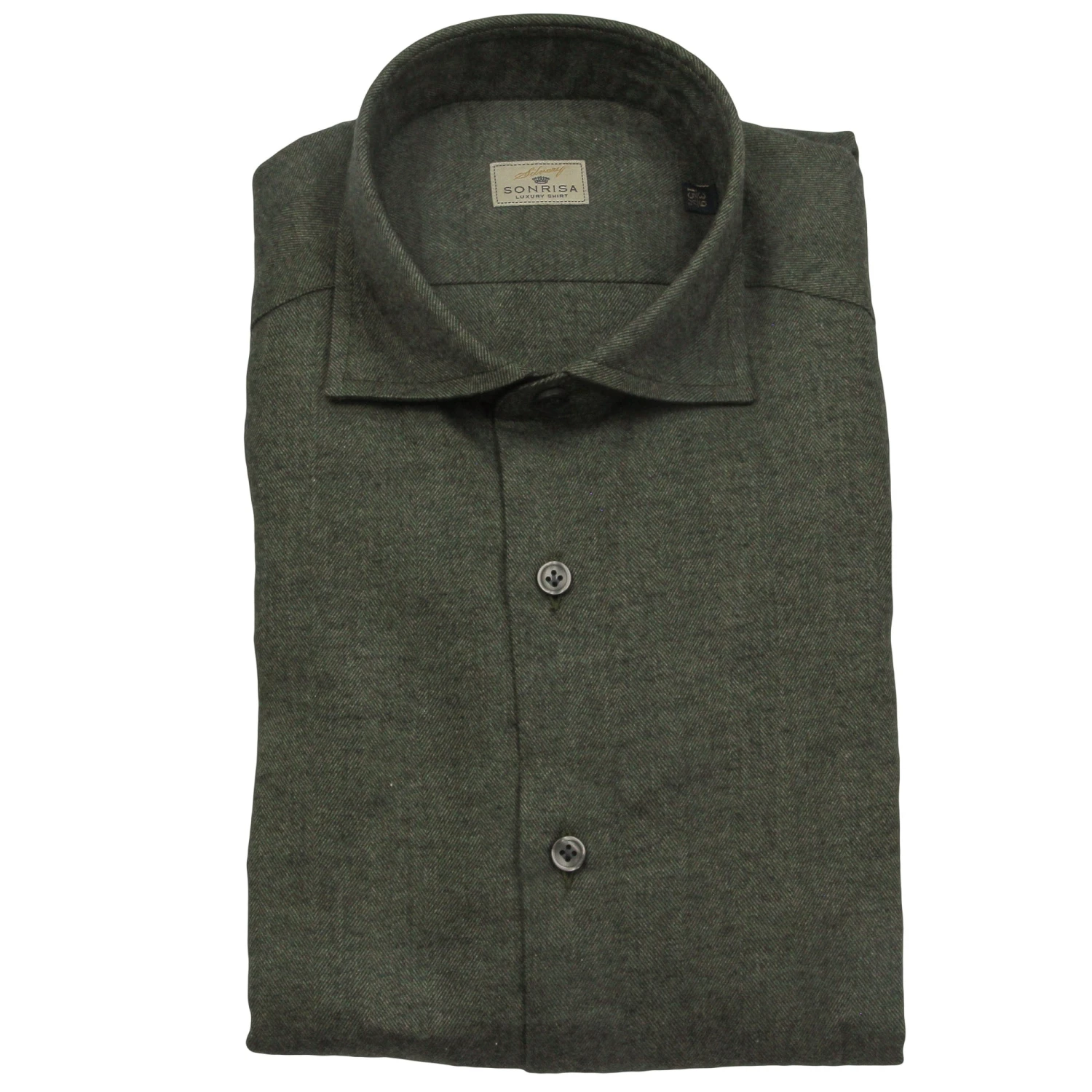 Forest Green Herringbone Cotton Flannel Shirt - SONRISA 3 Forest Green Herringbone Cotton Flannel Shirt - SONRISA