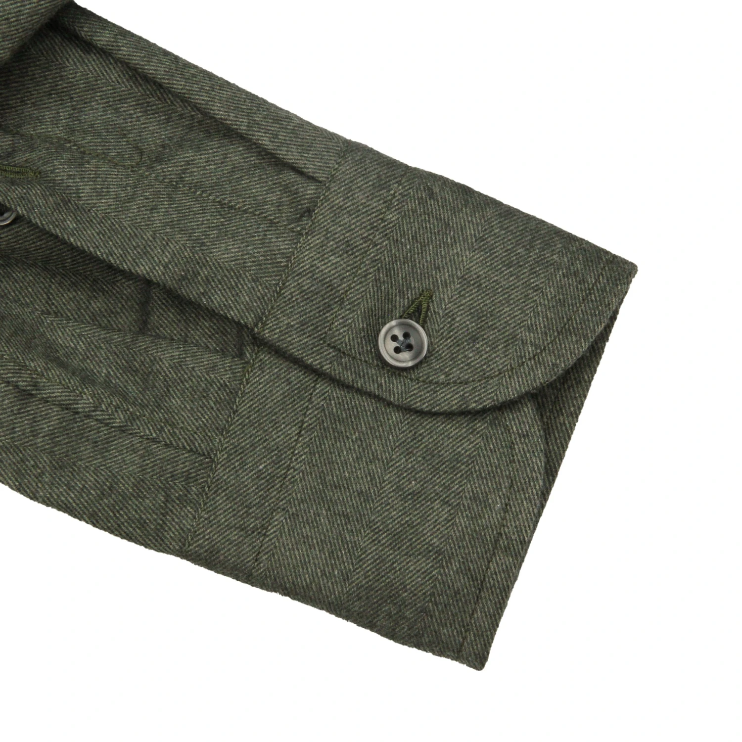 Forest Green Herringbone Cotton Flannel Shirt - SONRISA 5 Forest Green Herringbone Cotton Flannel Shirt - SONRISA - Image 3