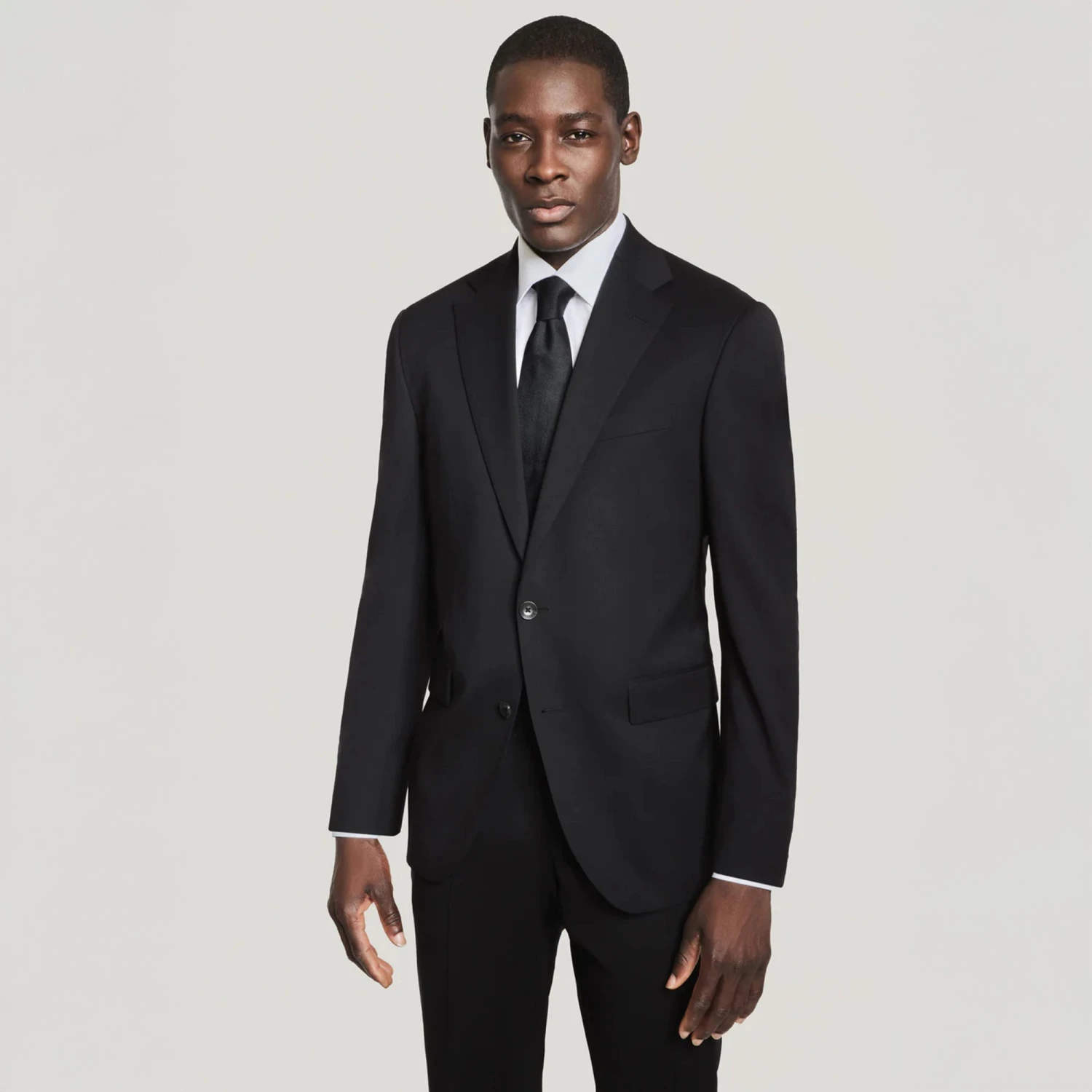 Black Solid Super 130's Wool Esprit Modern Fit Suit - Jack Victor 4 Black Solid Super 130's Wool Esprit Modern Fit Suit - Jack Victor - Image 2