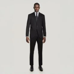 Black Solid Super 130's Wool Esprit Modern Fit Suit - Jack Victor