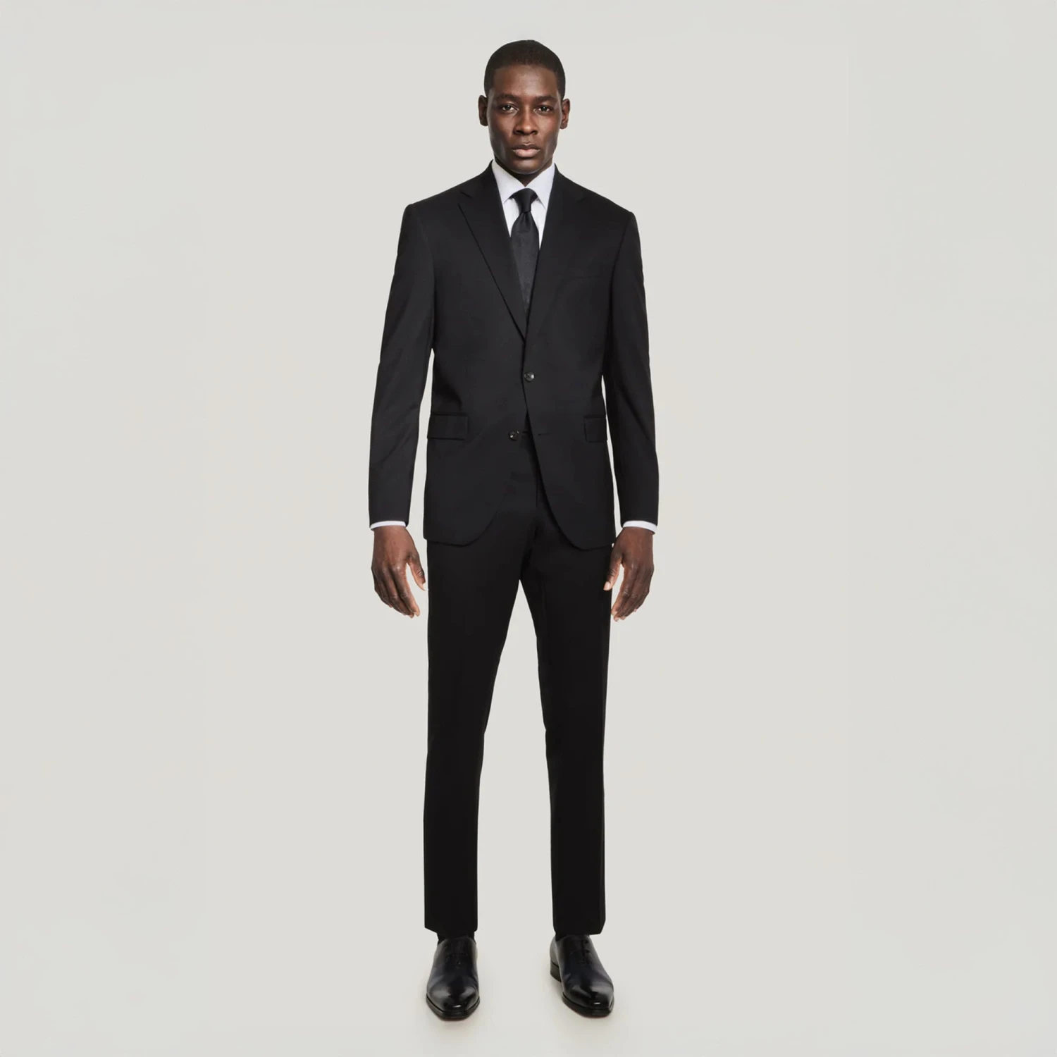 Black Solid Super 130's Wool Esprit Modern Fit Suit - Jack Victor 3 Black Solid Super 130's Wool Esprit Modern Fit Suit - Jack Victor