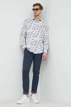Paul&Shark Blue Floral Poplin Casual Shirt - Paul & Shark 13 Paul&Shark Blue Floral Poplin Casual Shirt - Paul & Shark -ETON Store SS23 KDM049 MLC F3