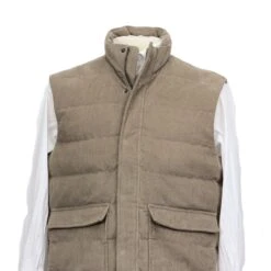 Taupe Quilted Corduroy Vest With Pockets - Stenströms 10 Taupe Quilted Corduroy Vest With Pockets - Stenströms -ETON Store STENSTROMS 4300482582340 2