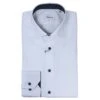 White Twill Slimline Shirt W/ Navy Floral Contrast - Stenströms