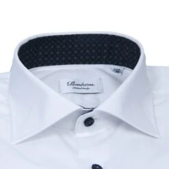 White Twill Fitted Body Shirt W/ Navy Floral Contrast - Stenströms 6 White Twill Fitted Body Shirt W/ Navy Floral Contrast - Stenströms -ETON Store STENSTROMS 684751846600 2