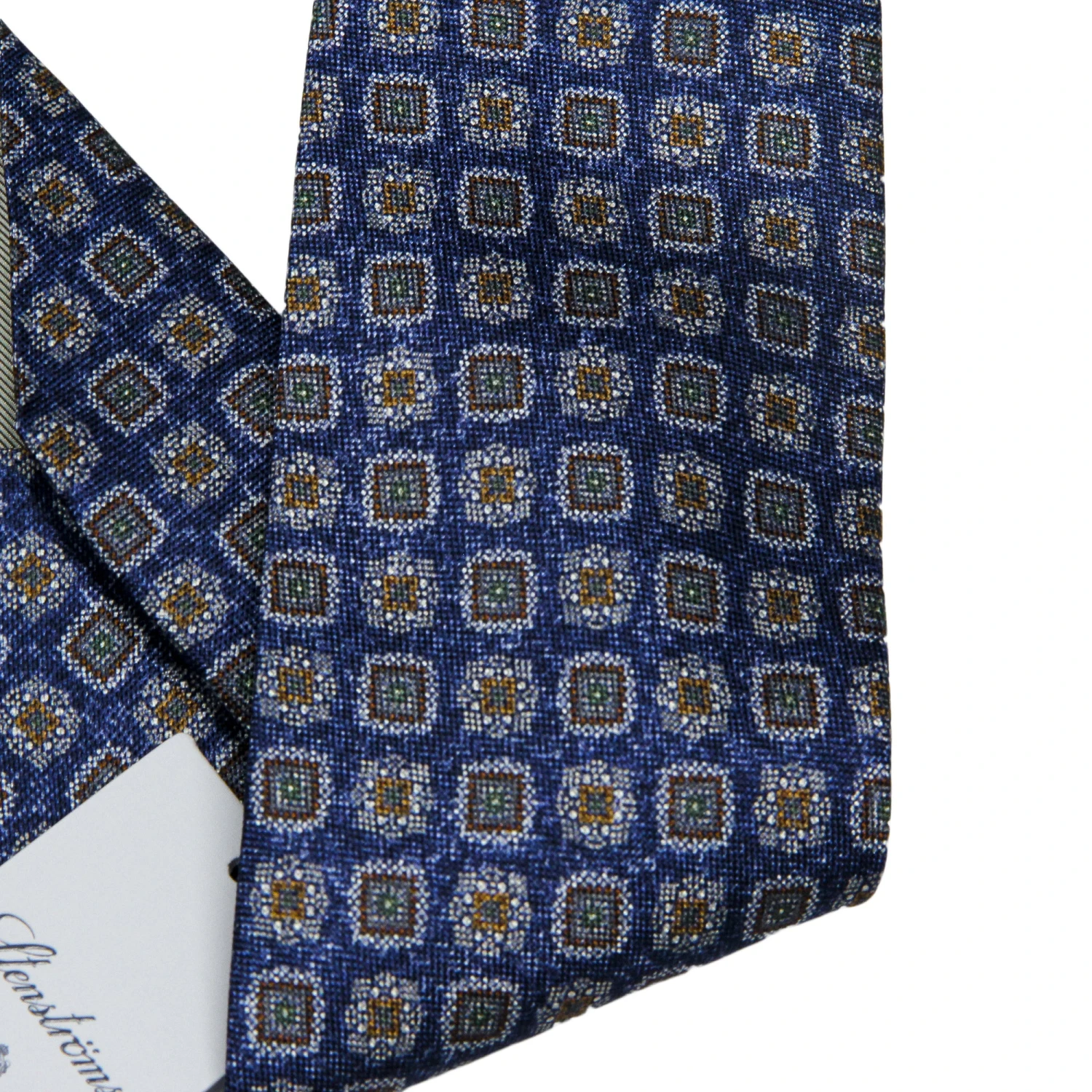 Blue Motif Woven Silk Tie - Stenströms 6 Blue Motif Woven Silk Tie - Stenströms - Image 4