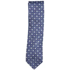 Royal Blue Geometric Patterned Silk Tie - Stenströms