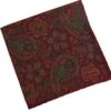 Raspberry And Green Patterned Reversible Silk Hankie - Stenströms