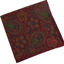 Raspberry And Green Patterned Reversible Silk Hankie - Stenströms