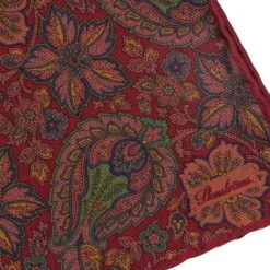 Raspberry And Green Patterned Reversible Silk Hankie - Stenströms 9 Raspberry And Green Patterned Reversible Silk Hankie - Stenströms -ETON Store STENSTROMS 923341 002 2