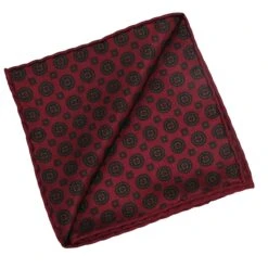 Raspberry And Green Patterned Reversible Silk Hankie - Stenströms 10 Raspberry And Green Patterned Reversible Silk Hankie - Stenströms -ETON Store STENSTROMS 923341 002 3