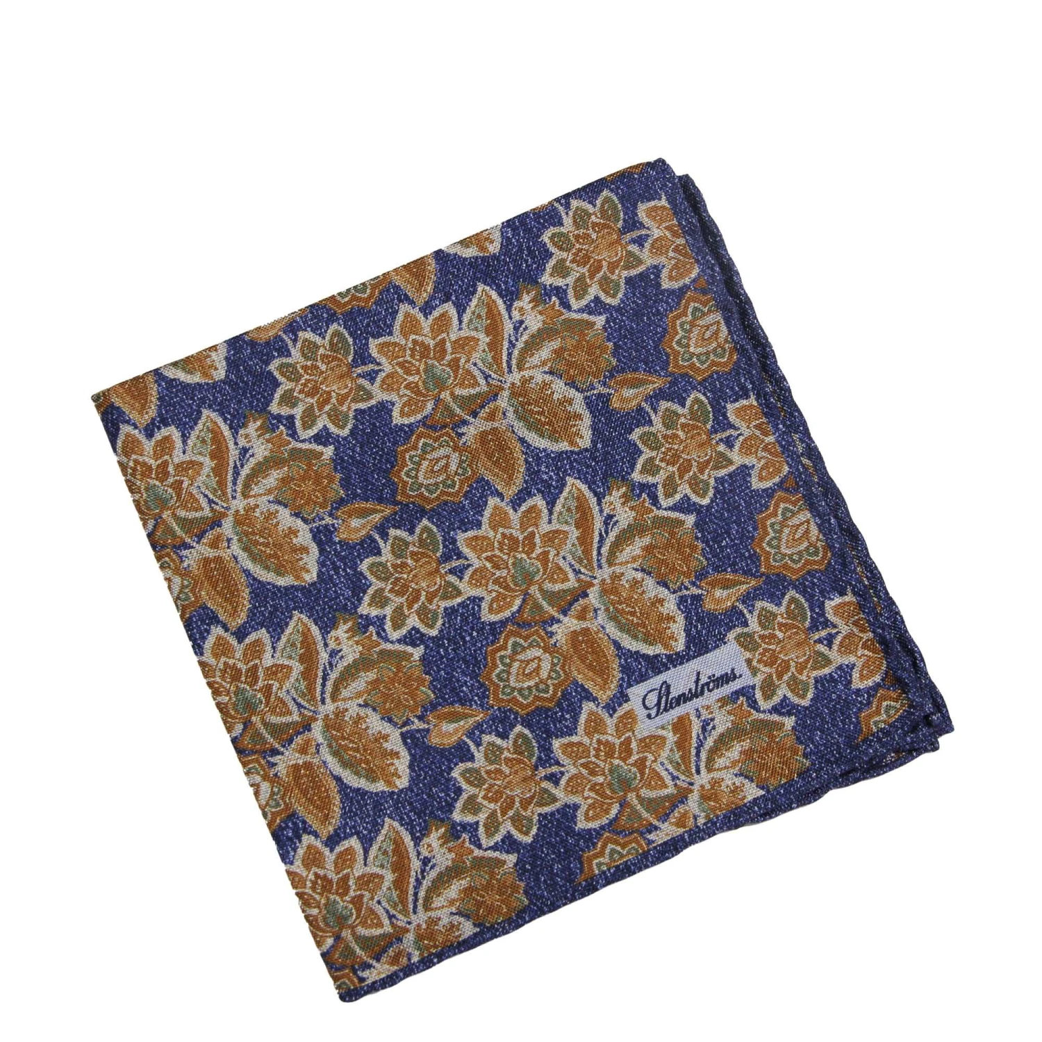 Blue And Rust Patterned Reversible Silk Hankie - Stenströms 6 Blue And Rust Patterned Reversible Silk Hankie - Stenströms - Image 4