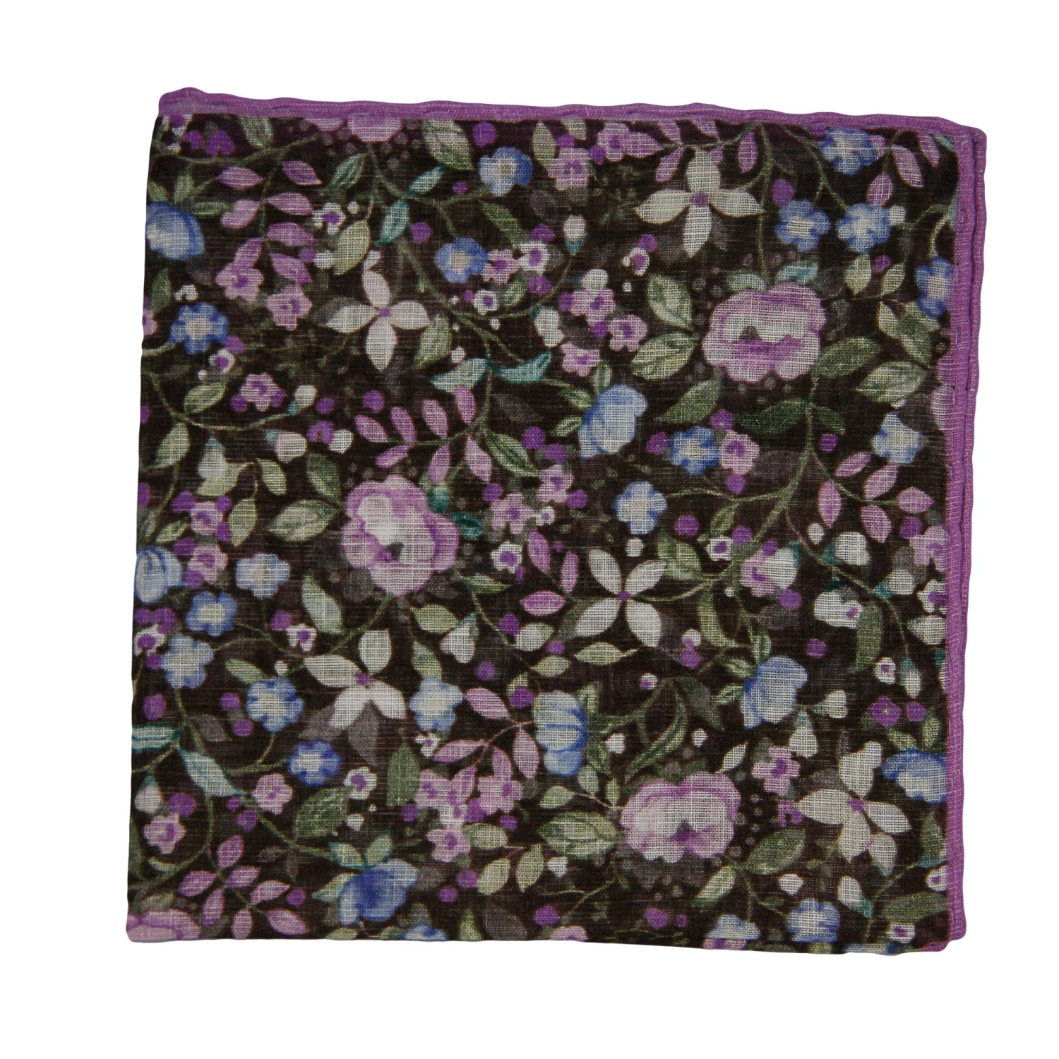 Lavender Multicolour Floral Cotton-Linen Hankie - Stenströms 3 Lavender Multicolour Floral Cotton-Linen Hankie - Stenströms