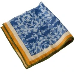 Blue Geometric Motif Cotton Hankie - Stenströms