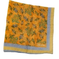 Orange Flower Motif Cotton Hankie - Stenströms