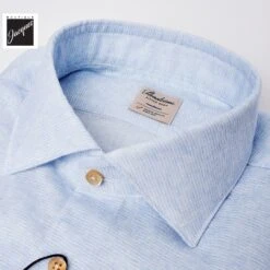 Light Blue Linen Lyocell Stretch Fitted Body Casual Shirt - Stenströms 15 Light Blue Linen Lyocell Stretch Fitted Body Casual Shirt - Stenströms -ETON Store STENSTROMS6127118925100 3