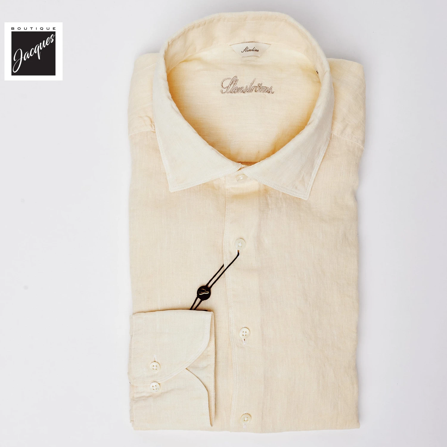 Butter Yellow Linen Casual Slimline Shirt - Stenströms 4 Butter Yellow Linen Casual Slimline Shirt - Stenströms - Image 2