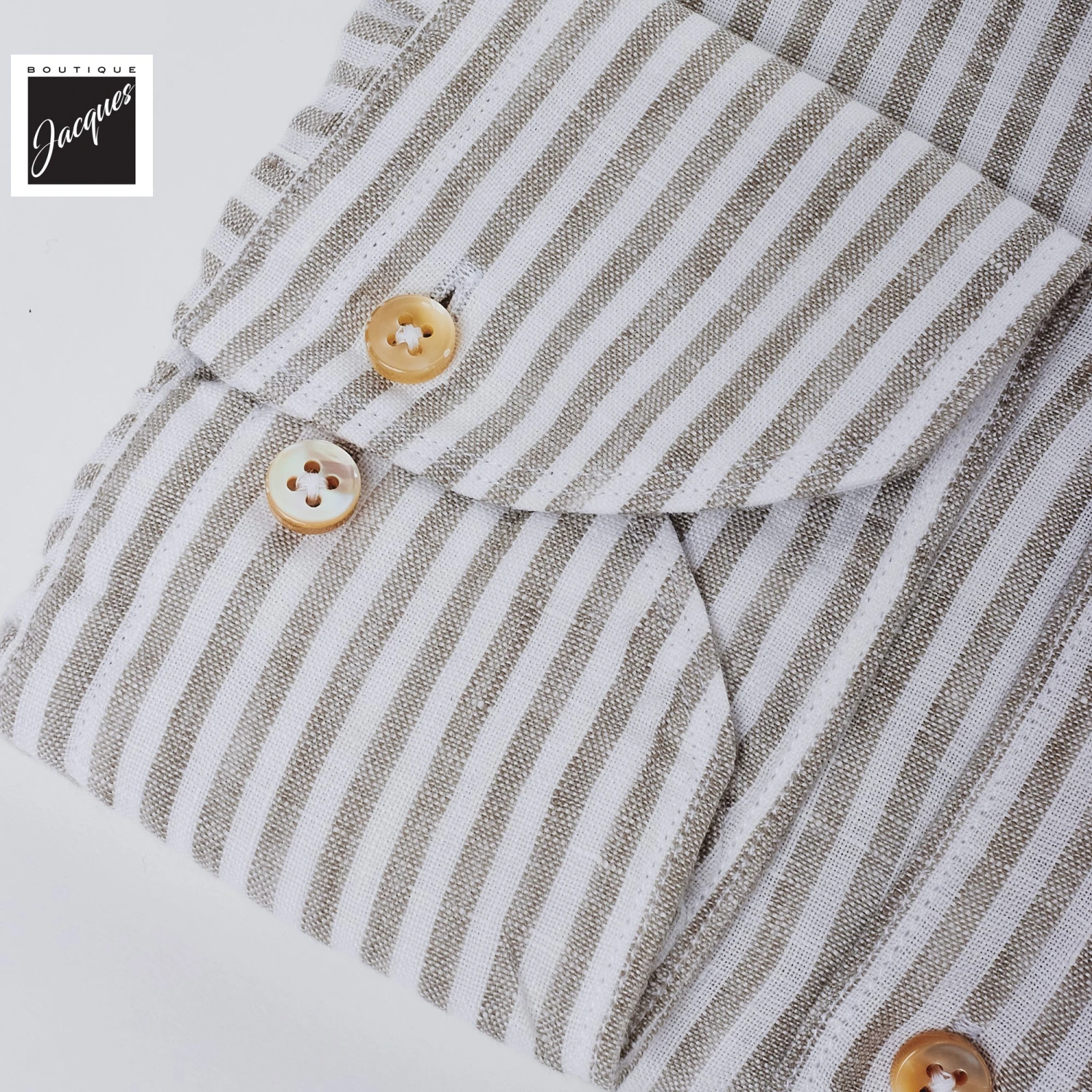 Gray Striped Linen Casual Slimline Shirt - Stenströms 7 Gray Striped Linen Casual Slimline Shirt - Stenströms - Image 5