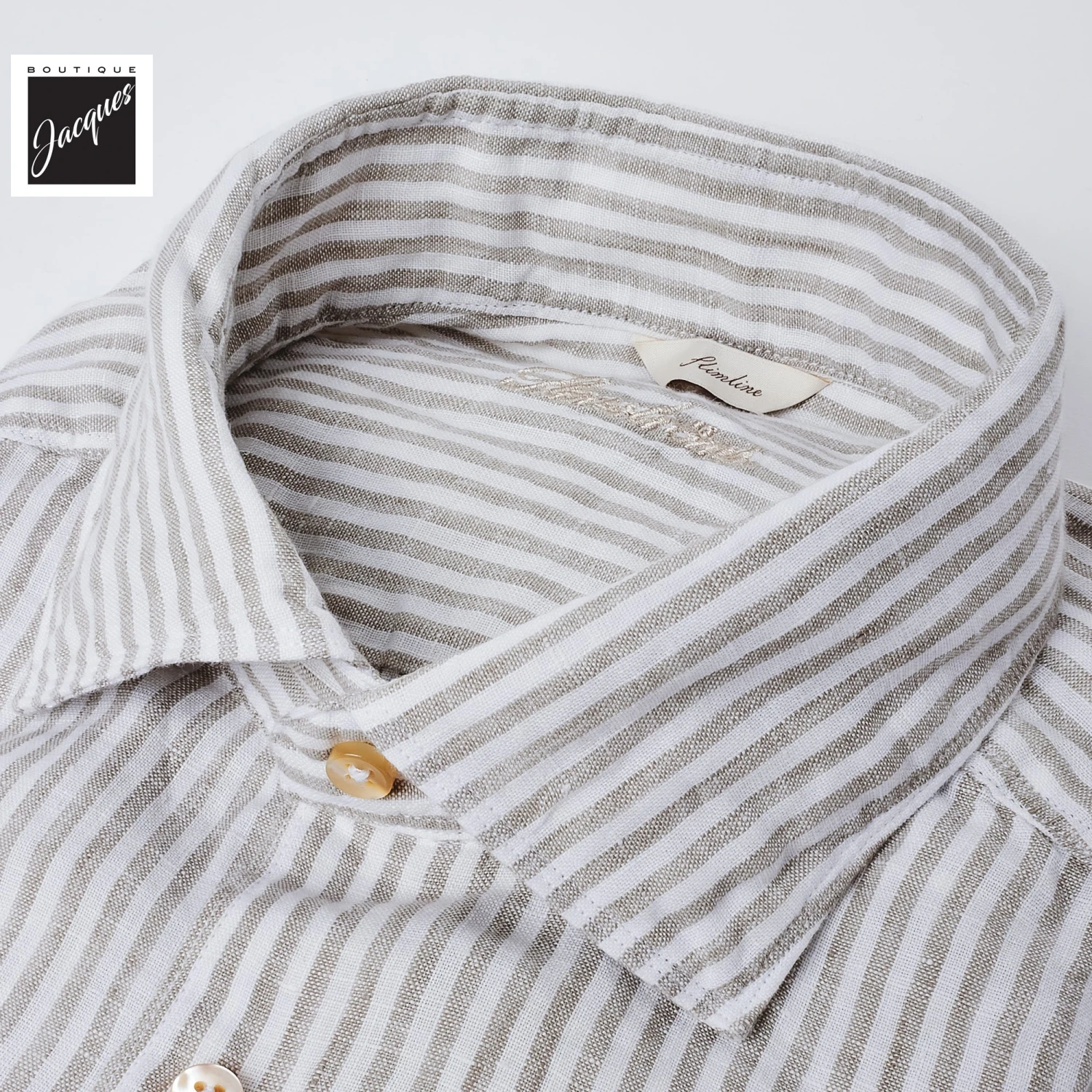 Gray Striped Linen Casual Slimline Shirt - Stenströms 8 Gray Striped Linen Casual Slimline Shirt - Stenströms - Image 6