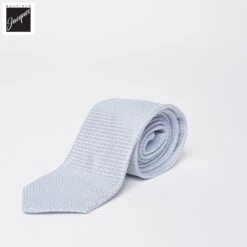 Ice Blue Raw Silk Grenadine Woven Tie - Paolo Albizzati