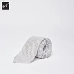Ice Gray Raw Silk Grenadine Woven Tie - Paolo Albizzati