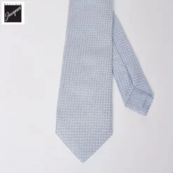 Ice Blue Raw Silk Grenadine Woven Tie - Paolo Albizzati 7 Ice Blue Raw Silk Grenadine Woven Tie - Paolo Albizzati -ETON Store Untitled 2