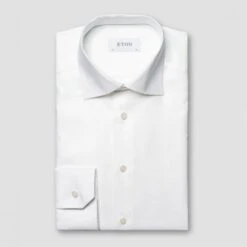 White Semi Solid Cotton-Tencel Slim Fit Shirt - ETON