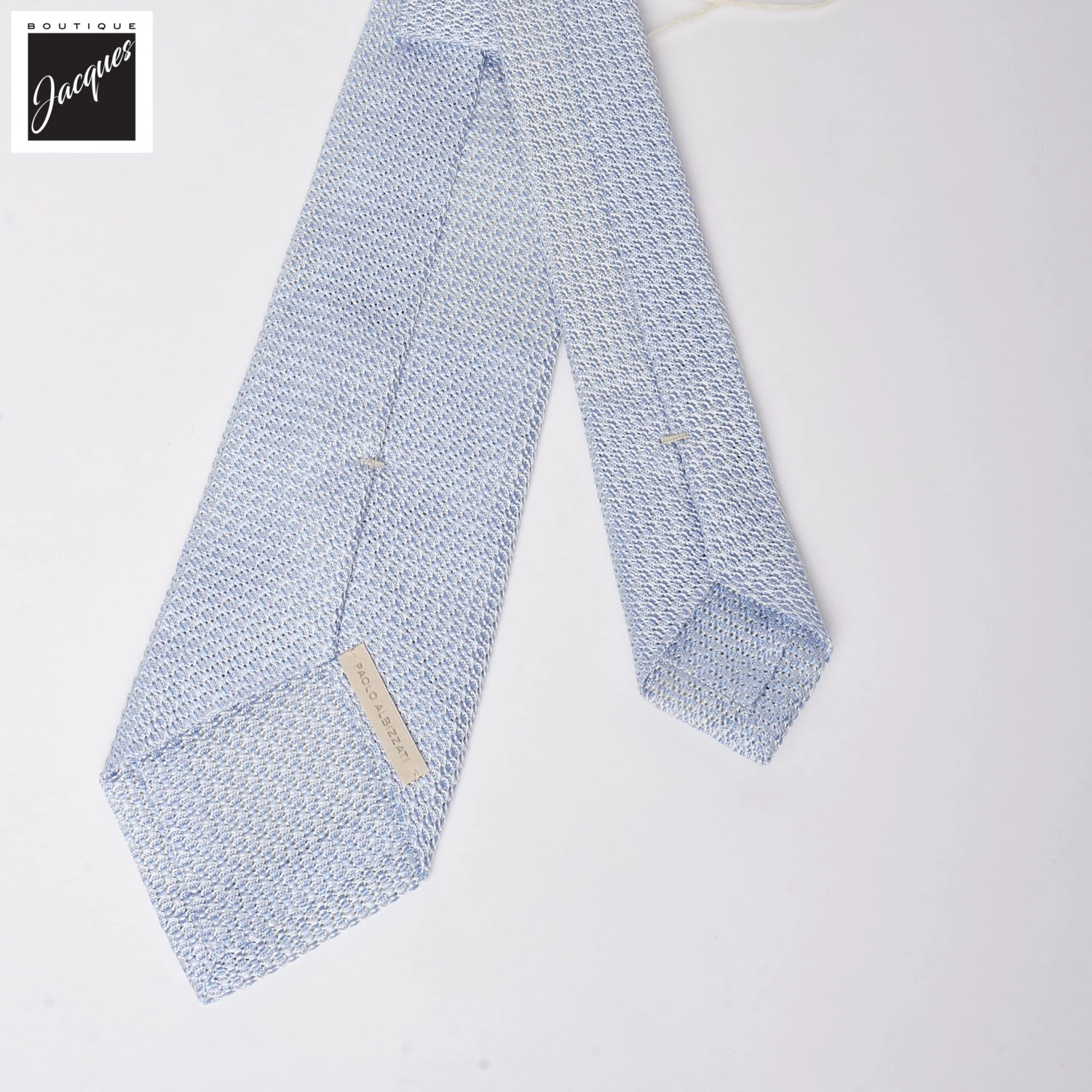 Ice Blue Raw Silk Grenadine Woven Tie - Paolo Albizzati 4 Ice Blue Raw Silk Grenadine Woven Tie - Paolo Albizzati - Image 2