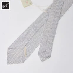Ice Gray Raw Silk Grenadine Woven Tie - Paolo Albizzati 6 Ice Gray Raw Silk Grenadine Woven Tie - Paolo Albizzati -ETON Store Untitled 4