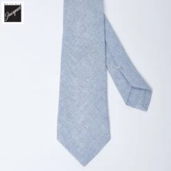 Ice Blue Herringbone Woven Linen Tie - Paolo Albizzati 7 Ice Blue Herringbone Woven Linen Tie - Paolo Albizzati -ETON Store Untitled 6