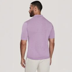 Lilac Cotton Silk Knit Polo - Jack Victor 9 Lilac Cotton Silk Knit Polo - Jack Victor -ETON Store V231017 LILAC 2249