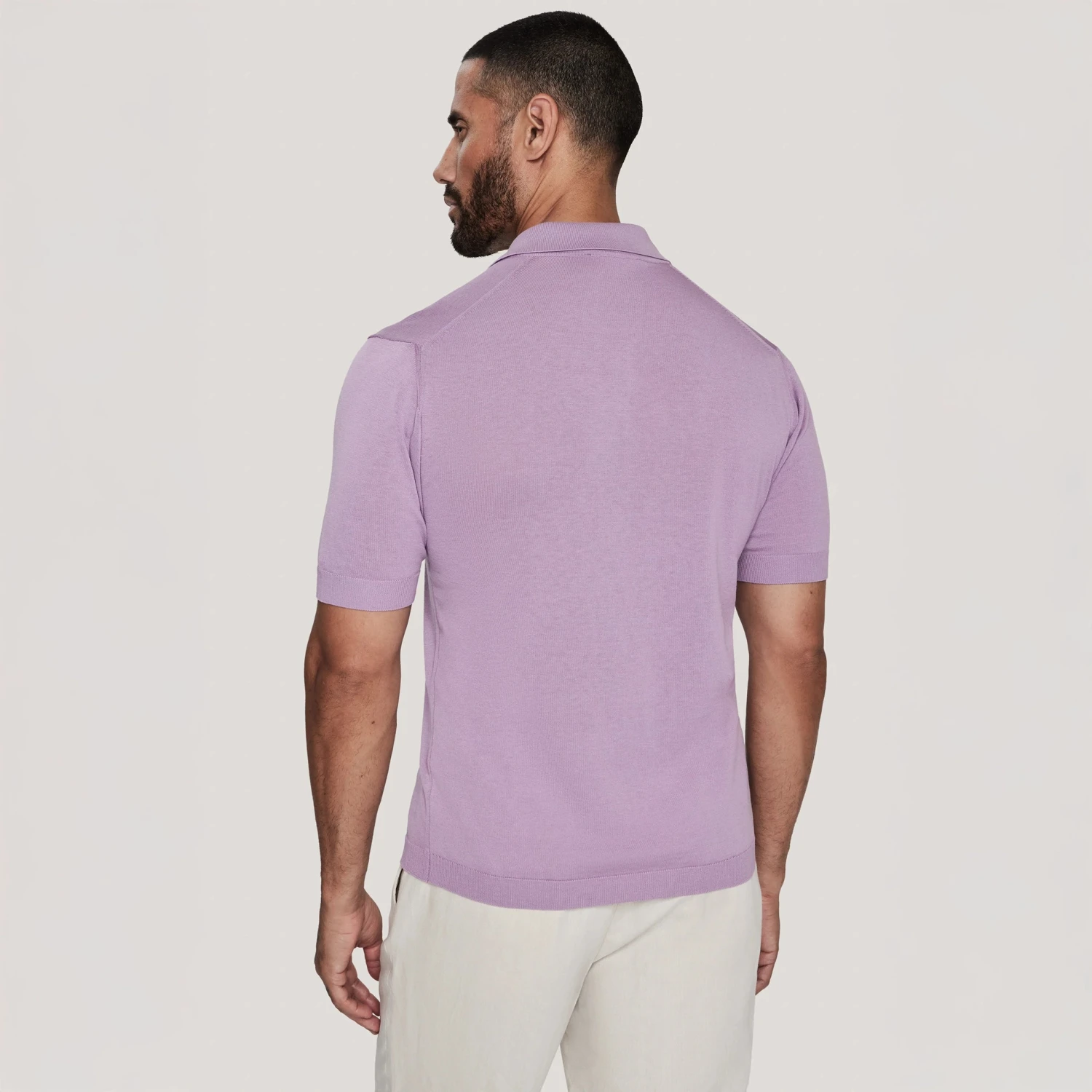 Lilac Cotton Silk Knit Polo - Jack Victor 6 Lilac Cotton Silk Knit Polo - Jack Victor - Image 4