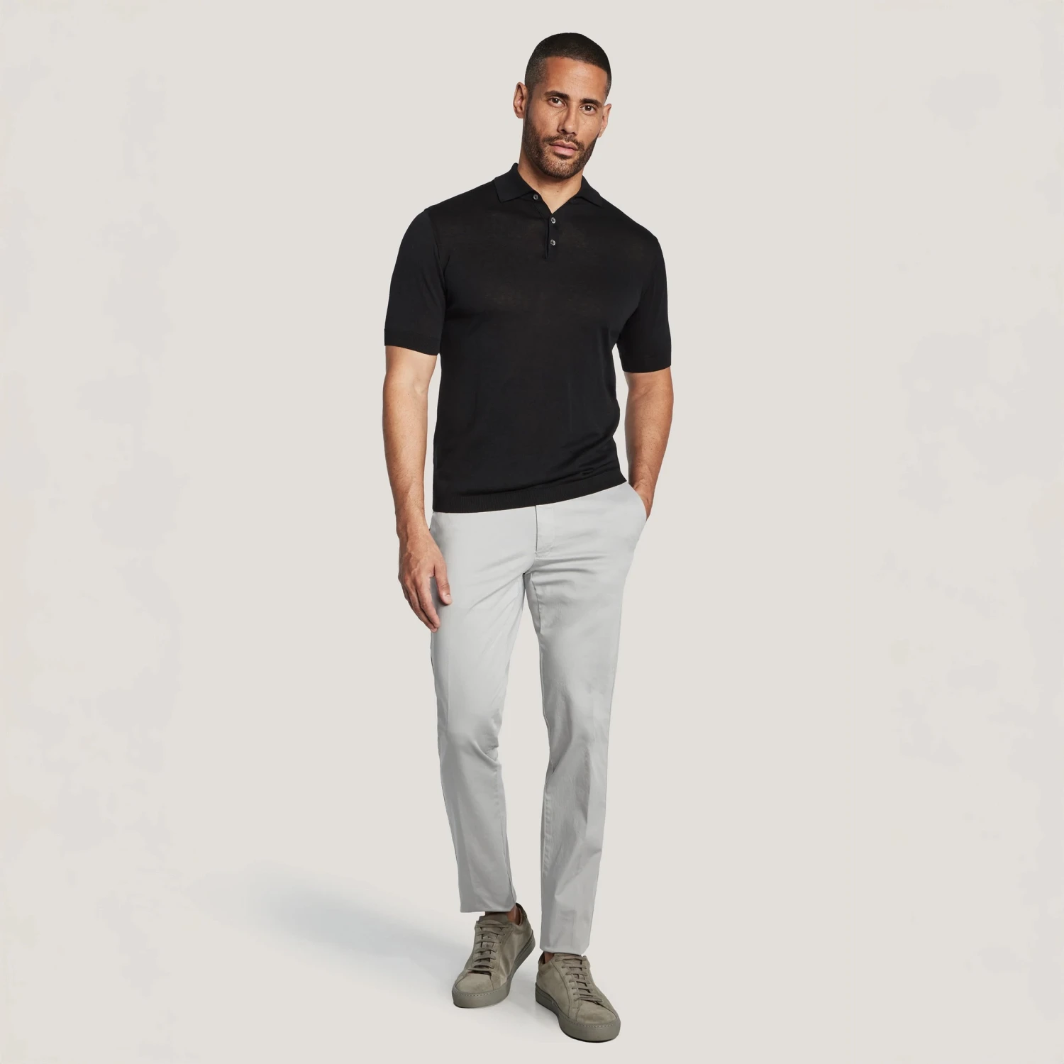 Black Cotton Silk Knit Polo - Jack Victor 4 Black Cotton Silk Knit Polo - Jack Victor - Image 2