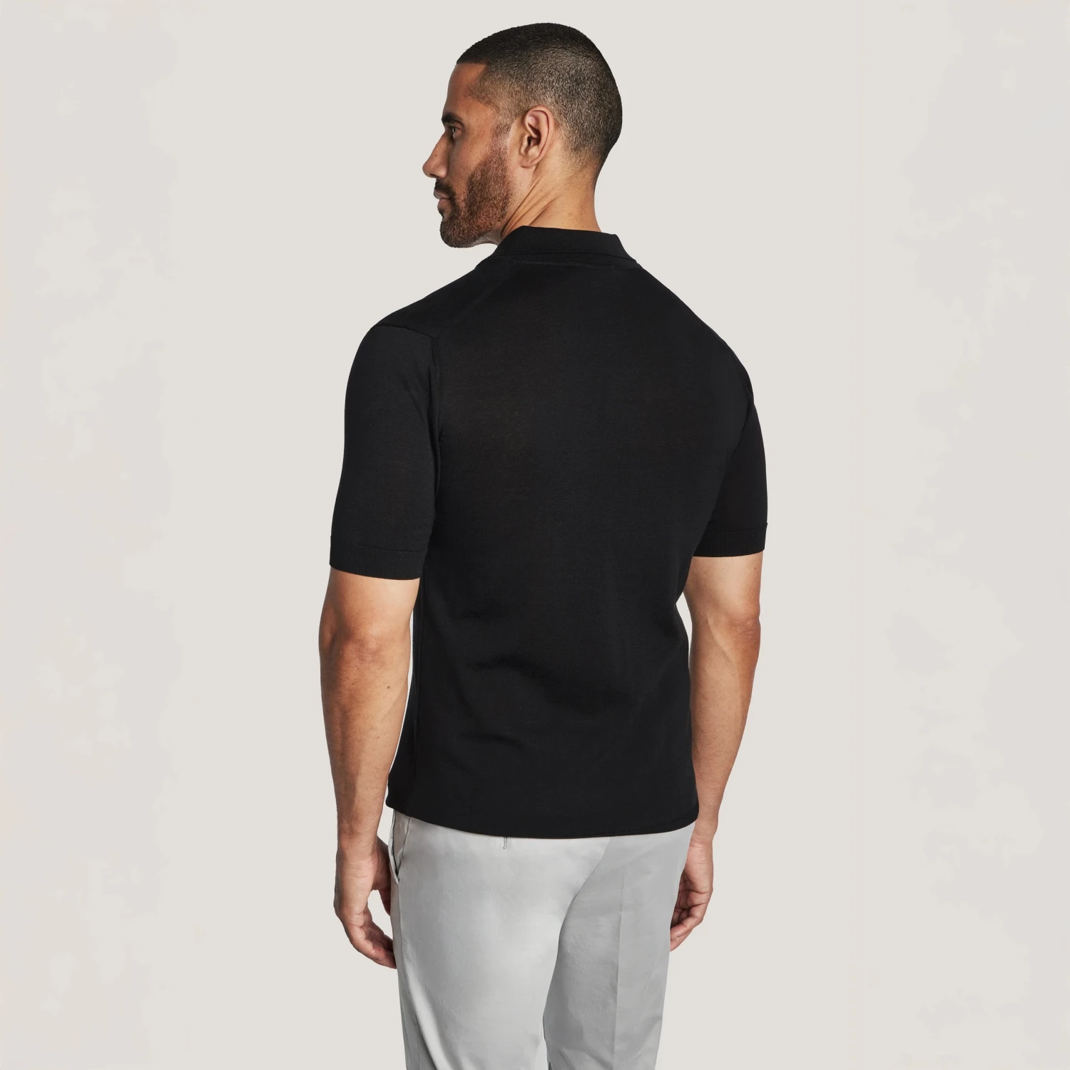 Black Cotton Silk Knit Polo - Jack Victor 5 Black Cotton Silk Knit Polo - Jack Victor - Image 3