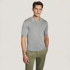 Gray Cotton Silk Knit Polo - Jack Victor