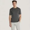 Charcoal Cotton Silk Knit Short Sleeve Crewneck - Jack Victor