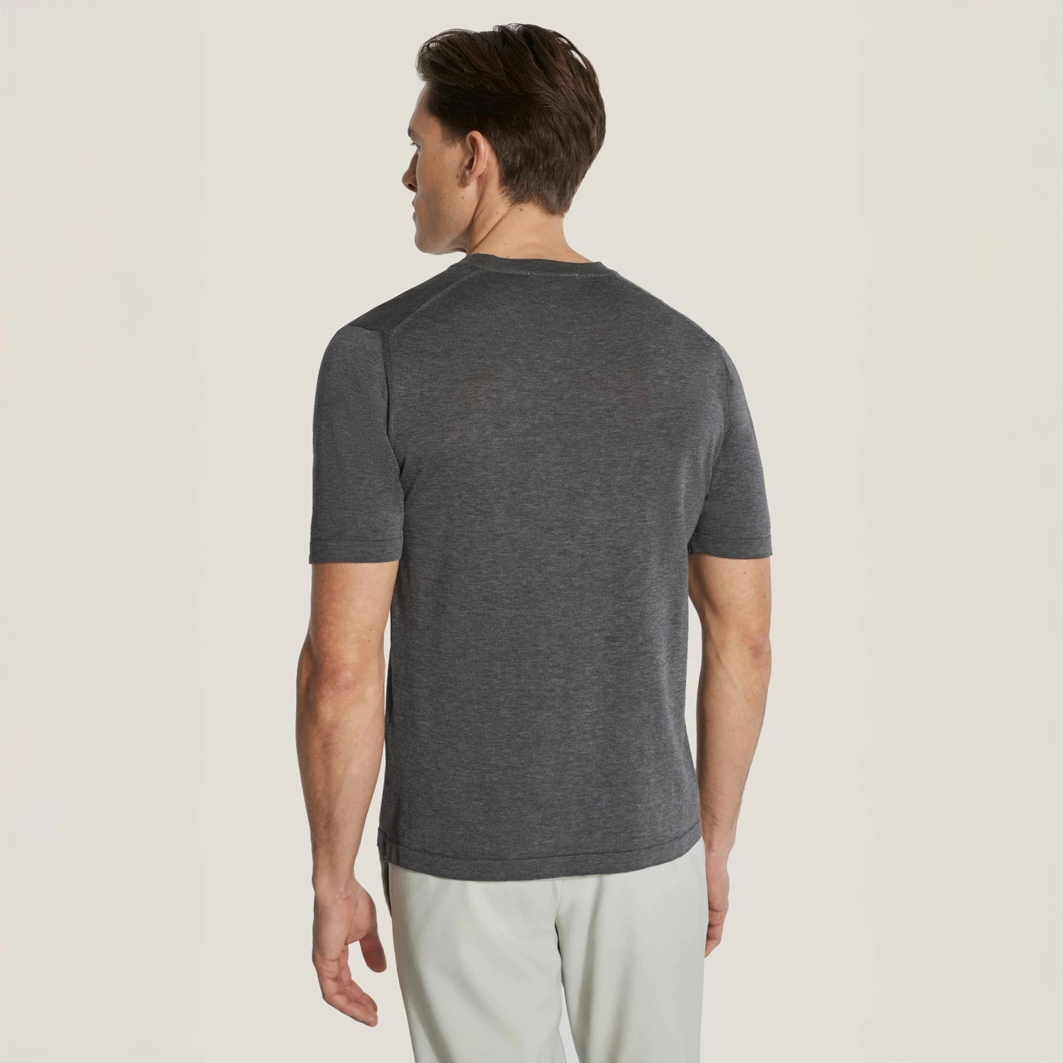Charcoal Cotton Silk Knit Short Sleeve Crewneck - Jack Victor 6 Charcoal Cotton Silk Knit Short Sleeve Crewneck - Jack Victor - Image 4
